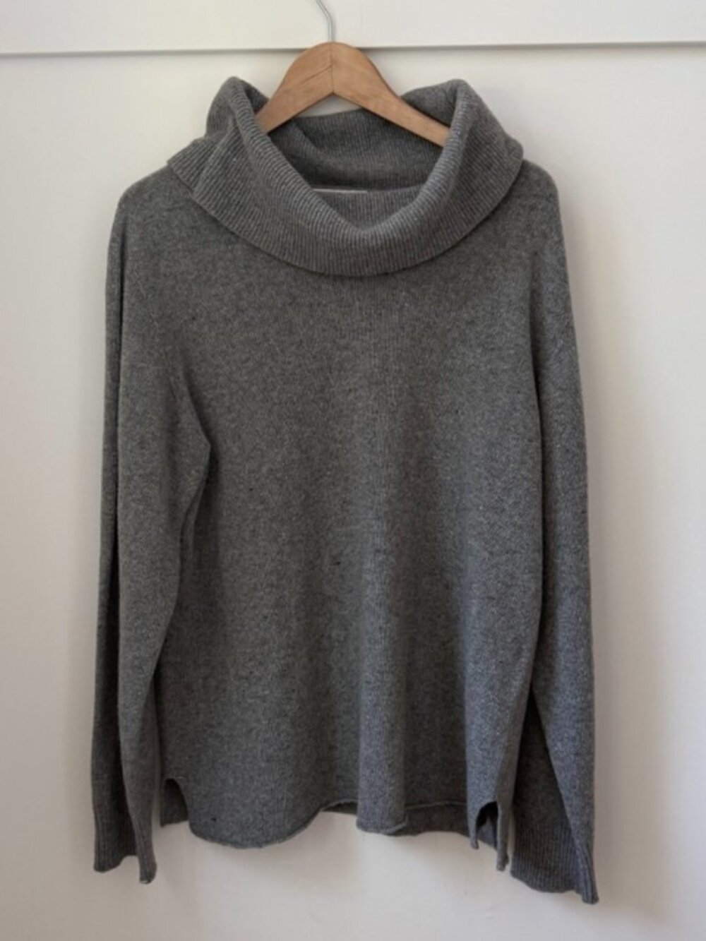 BIANCO & BLU Wool Cashmere Cowl Neck Sweater Gray XL Made In Italy